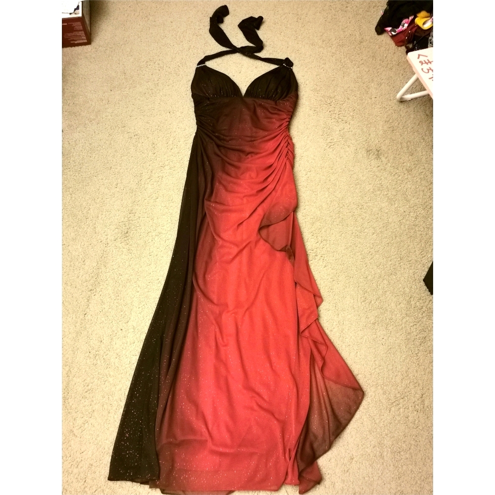 Dj Jaz Red and Black ombre formal prom dress